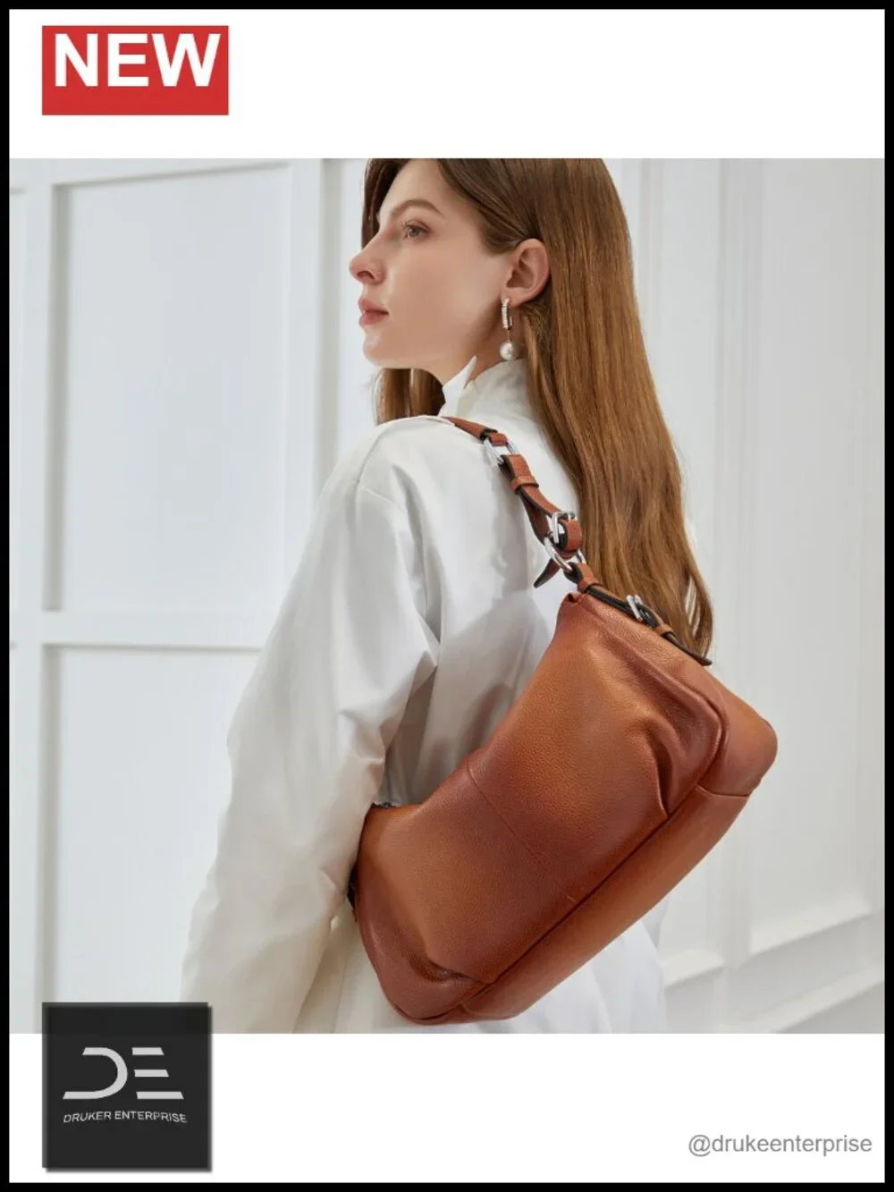 Genuine Leather Hobo Shoulder Bag Crossbody Tote with Adjustable Strap